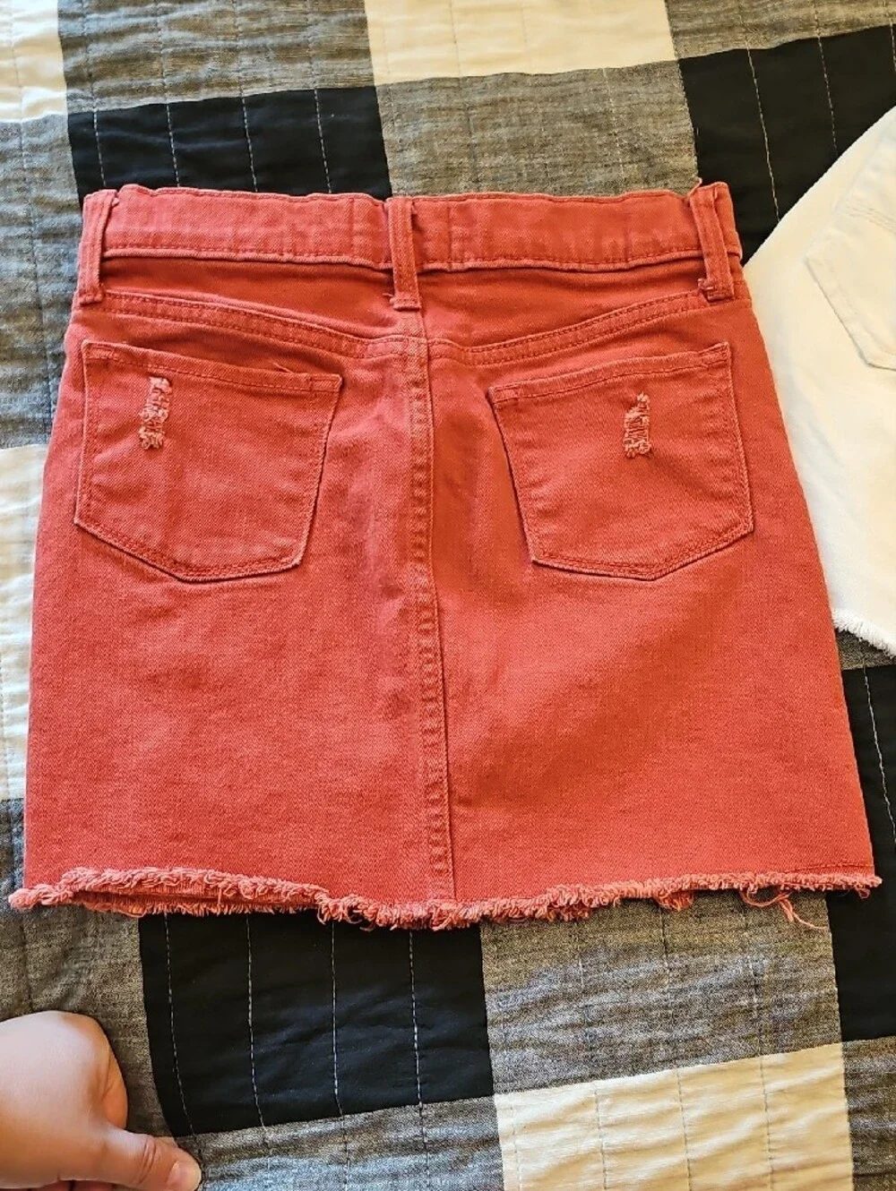 Justice Distressed Denim Skort Duo in White and Rust